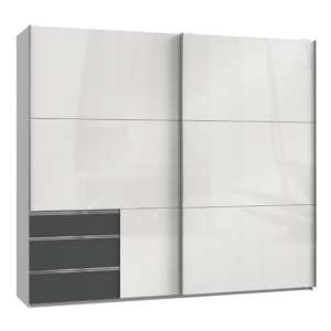 Moyd Wooden Sliding Wide Wardrobe In White And Graphite