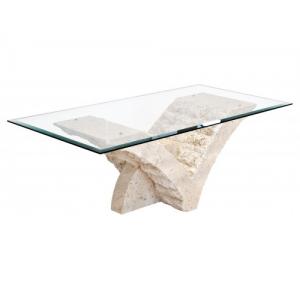 Seagull Stone Coffee Table In Clear Glass Top