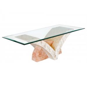 Uranie Stone Coffee Table In Clear Glass Top