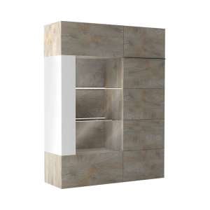 Muller Wooden Storage Cabinet In Distressed Effect And White