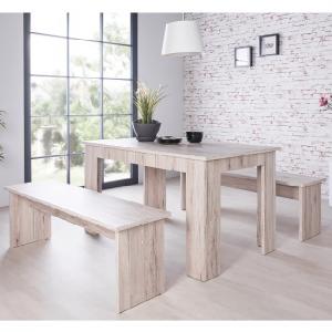 Munich Large Dining Set In Sorrento Oak With 2 Dining Benches