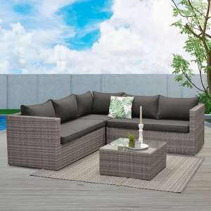 Murkle Fabric Corner Sofa With Coffee Table In Reflex Black