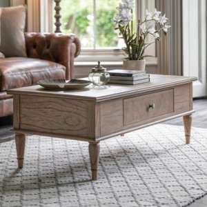 Mustique Wooden Coffee Table With Push Drawer In Natural