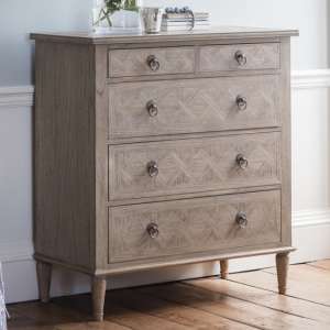 Mustique Mindy Ash Wooden Chest Of Drawers With 5 Drawers