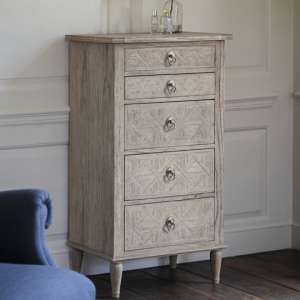 Mustique Mindy Ash Narrow Chest Of Drawers With 5 Drawers