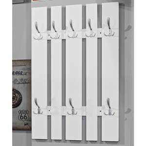 Myers Wooden Wall Hung 8 Hooks Coat Rack In White