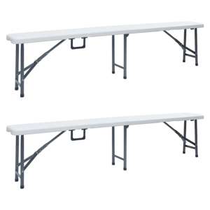 Myra Outdoor Steel Folding 2 Pcs Seating Benches In White
