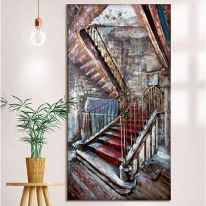 Mysterious Stair Picture Metal Wall Art In Multicolor