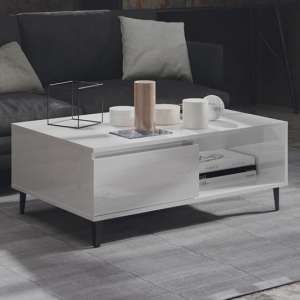 Naava High Gloss Coffee Table With 1 Door In White