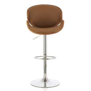 Nacto Faux Leather Swivel Bar Stool In Beige And Walnut