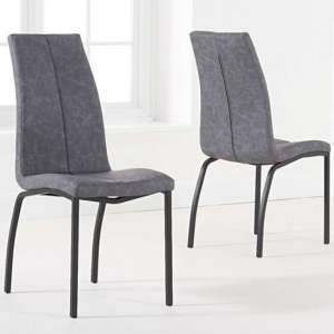 Nadio Antique Grey Fabric Dining Chairs In A Pair