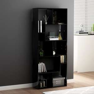 Nael High Gloss Bookcase And Shelving Unit In Black