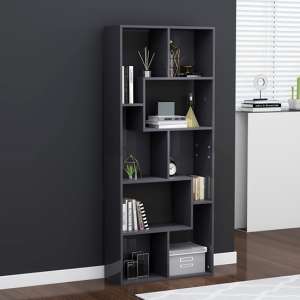 Nael High Gloss Bookcase And Shelving Unit In Grey