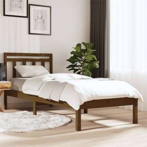 Naida Solid Pinewood Single Bed In Honey Brown