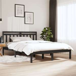 Naida Solid Pinewood Small Double Bed In Grey