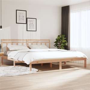 Naida Solid Pinewood Super King Size Bed In Natural