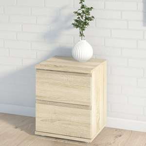 Naira Wooden Bedside Cabinet In Oak With 2 Drawers