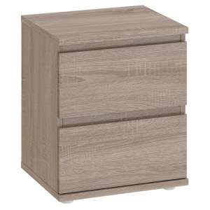 Naira Wooden Bedside Cabinet In Truffle Oak With 2 Drawers