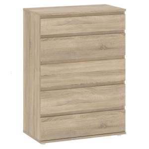 Naira Wooden Chest Of Drawers In Oak With 5 Drawers
