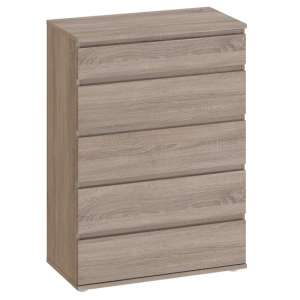Naira Wooden Chest Of Drawers In Truffle Oak With 5 Drawers