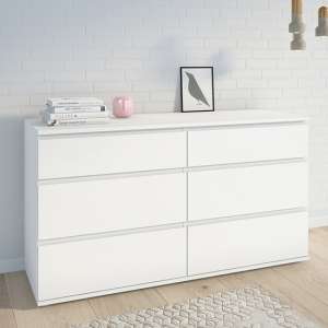 Naira Wooden Chest Of Drawers In White With 6 Drawers