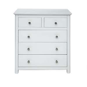 Newham Glass Top Chest Of Drawers In White With 5 Drawers