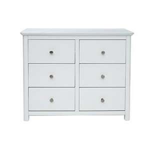 Newham Glass Top Wide Chest Of Drawers In White With 6 Drawers