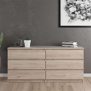 Nakou Wooden Chest Of 6 Drawers In Jackson Hickory Oak