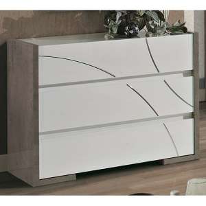 Namilon Wooden Chest Of Drawers In White And Grey Marble Effect