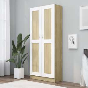 Nancia Wooden Wardrobe With 2 Doors In White And Sonoma Oak