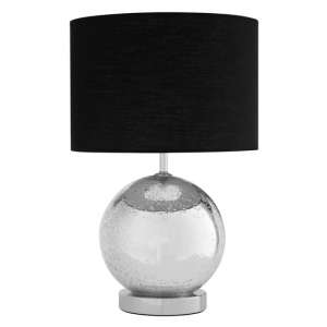 Naomic Black Fabric Shade Table Lamp With Chrome Droplet Base