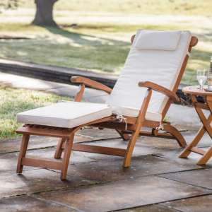 Naperville Outdoor Eucalyptus Wood Relaxing Lounger In Natural
