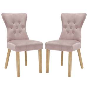 Nefyn Blush Pink Linen Fabric Dining Chairs In Pair