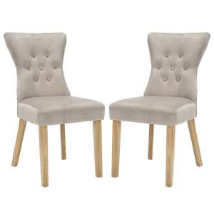 Nefyn Champagne Linen Fabric Dining Chairs In Pair
