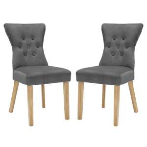 Nefyn Steel Grey Linen Fabric Dining Chairs In Pair