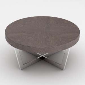 Napoli Round Coffee Table In Acorn High Gloss With Steel Base