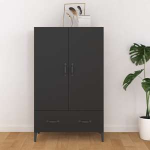 Narvel Wooden Highboard With 2 Doors 1 Drawer In Black