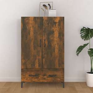 Narvel Wooden Highboard With 2 Doors 1 Drawer In Smoked Oak