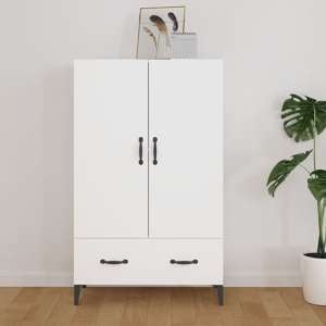 Narvel Wooden Highboard With 2 Doors 1 Drawer In White