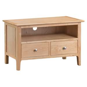 Nassau Wooden 2 Drawers And Shelf TV Stand In Natural Oak