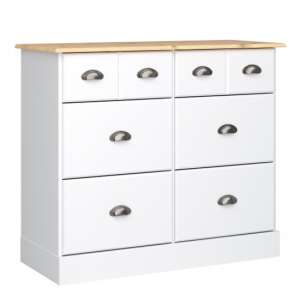 Nebula Wide Wooden Chest Of 6 Drawers In White And Pine