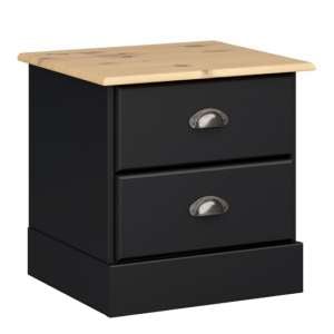 Nebula Wooden Bedside Cabinet With 2 Drawers In Black And Pine