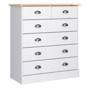 Nebula Wooden Chest Of 6 Drawers In White And Pine