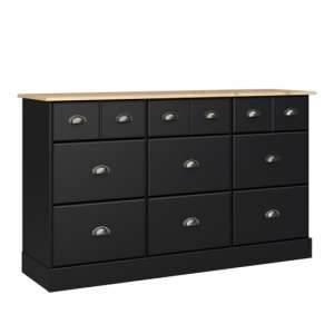 Nebula Wooden Chest Of 9 Drawers In Black And Pine