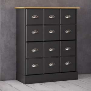 Nebula Wooden Shoe Storage Cabinet In Black And Pine