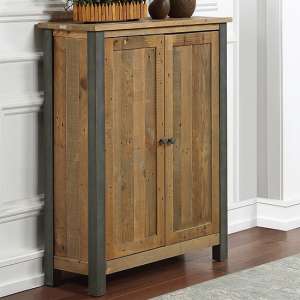 Nebura Small Wooden Shoe Storage Cabinet In Reclaimed Wood