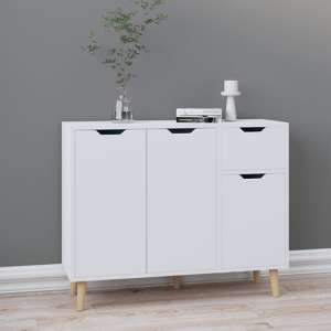 Nedra Wooden Sideboard With 3 Doors 1 Drawer In White