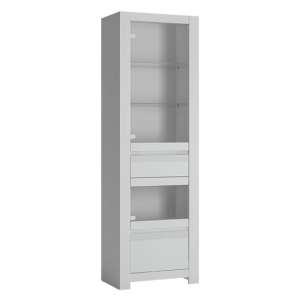 Neka Tall 2 Drawers Display Cabinet In Alpine White