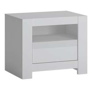 Neka Wooden 1 Drawer Bedside Cabinet In Alpine White