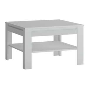 Neka Wooden Coffee Table With Shelf In Alpine White